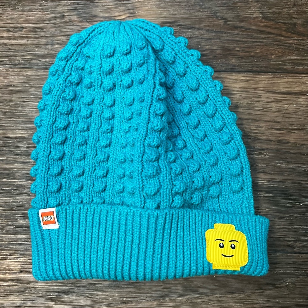 Lego X Target Embellished / Embossed Teal Beanie Adult One Size Great Condition